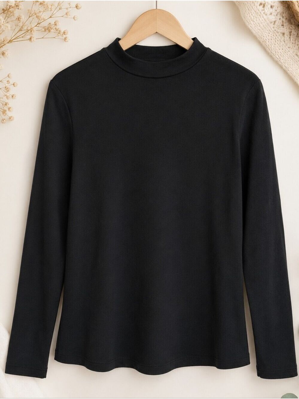 Splash Black Long Sleeve Mock Neck Tee XL
